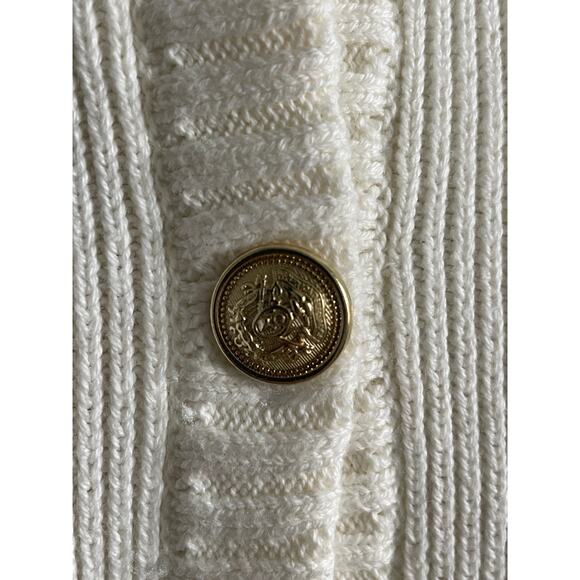 H&M Viral Old Money Rib Knit Fitted Button Mini Dress Off White Cotton - Picture 7 of 9